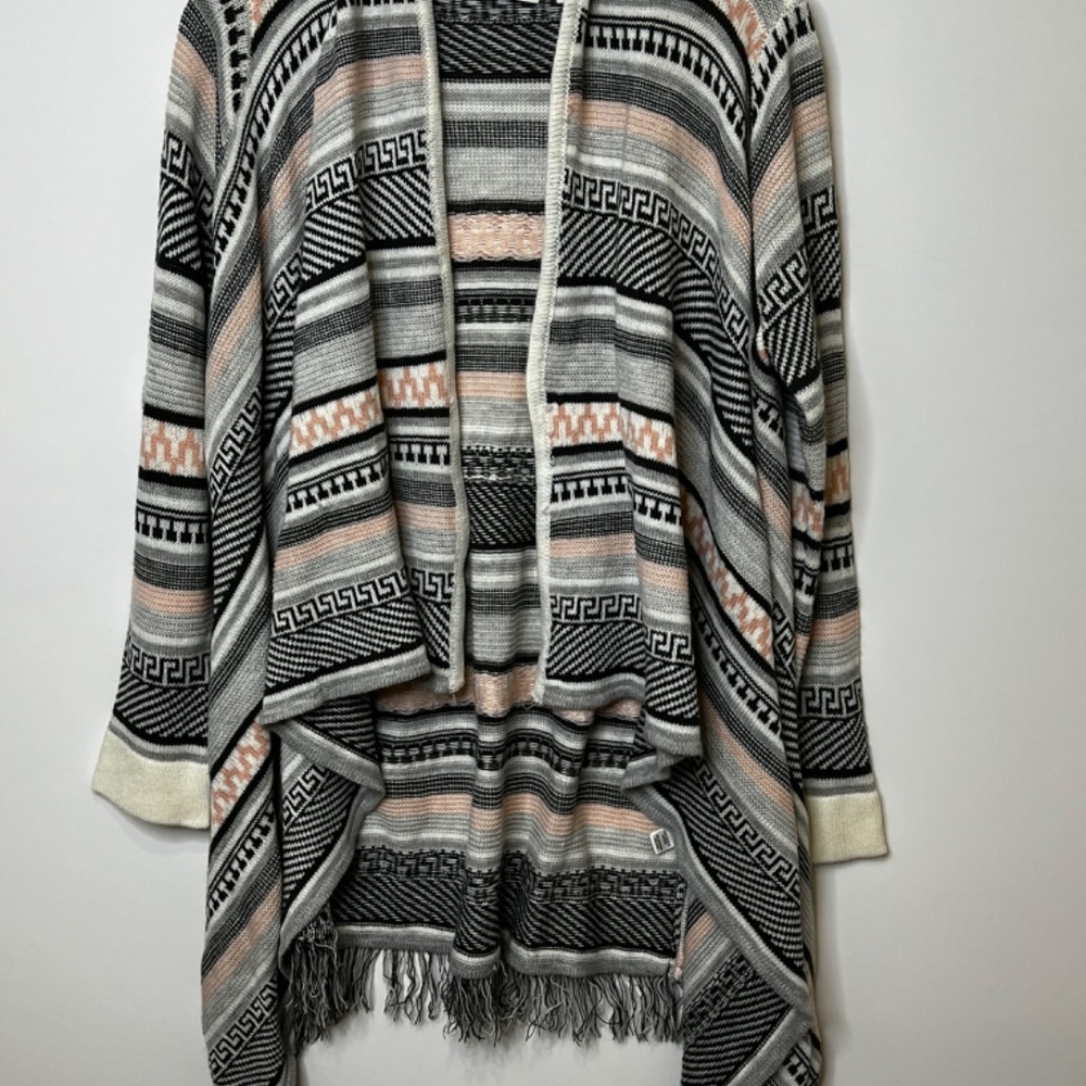 Cato Open Front Draped Fringe Sweater Size L - image 5